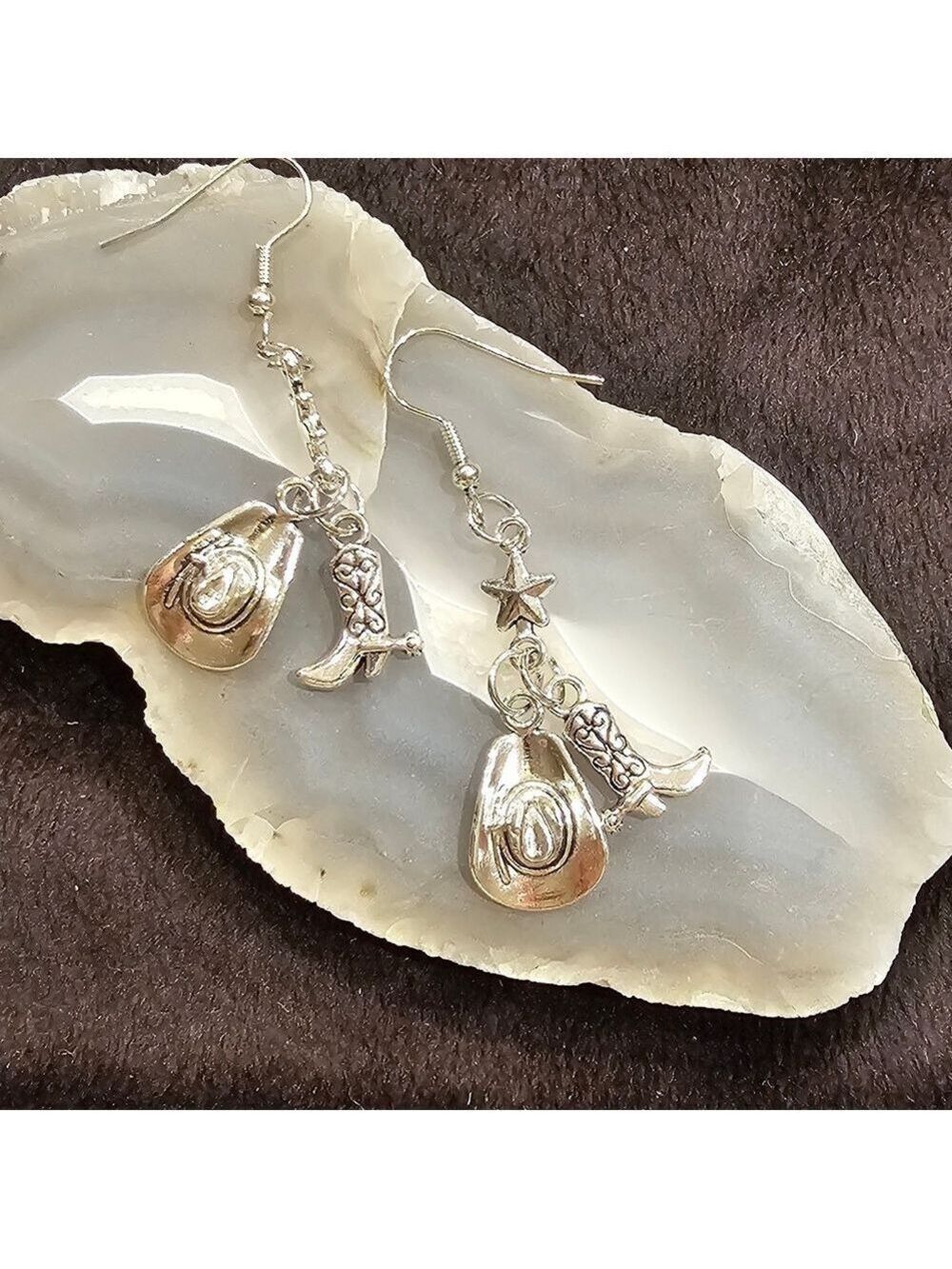 *4 for $25* Cowboy Hat And Cowboy Boots Silvertone Earrings